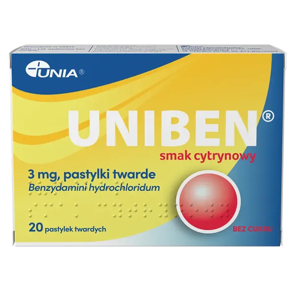 Uniben pastylki smak cytrynowy 20 szt.