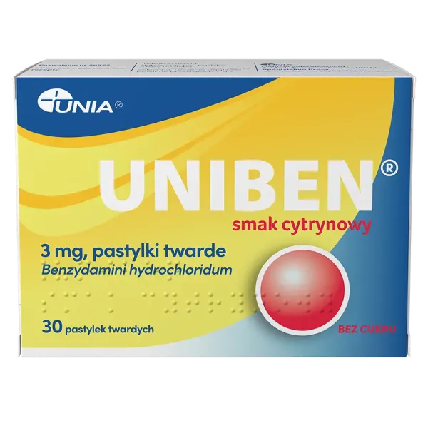 Uniben pastylki smak cytrynowy 30 szt.